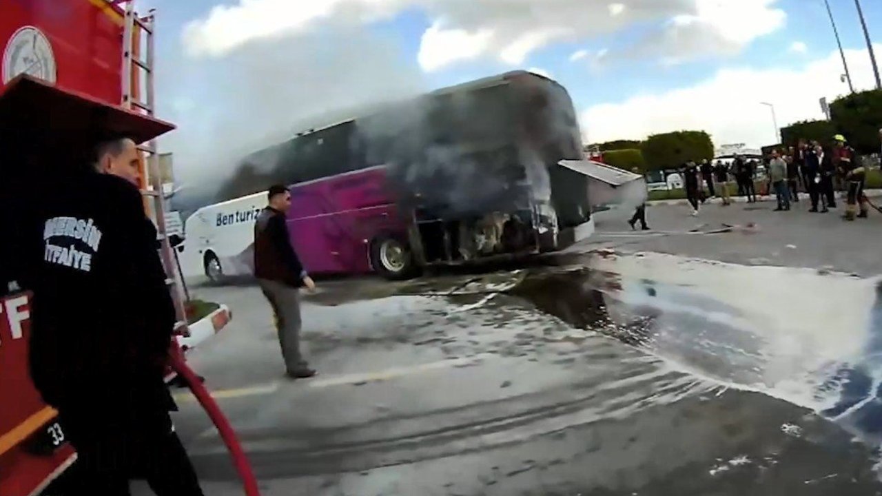 Yolcu otobüsünde çıkan yangın büyümeden söndürüldü