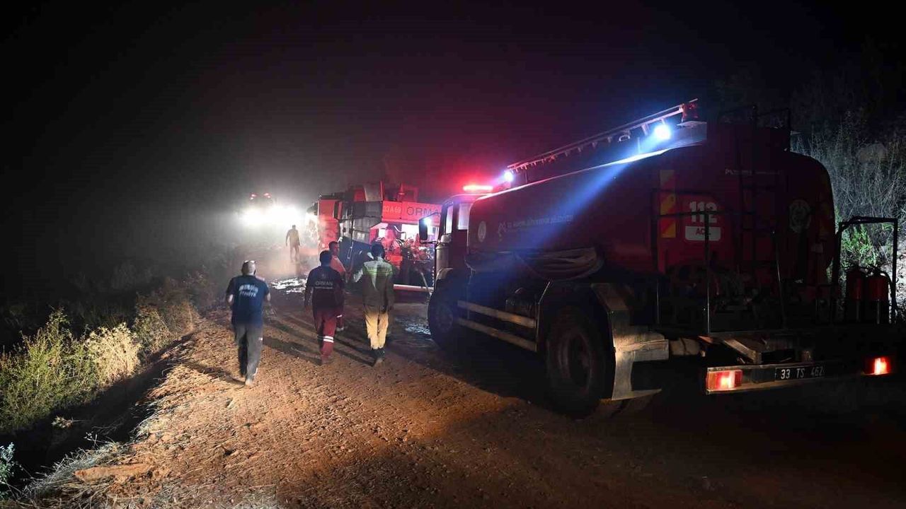 Bozyazı'daki orman yangınına ekiplerin müdahalesi gece boyunca sürdü