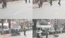 Erdemli’de Motosiklet Yayaya Çarptı: Kaza Kamerada