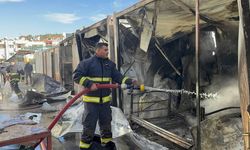 İşçilerin kaldığı prefabrik lojmanda yangın çıktı