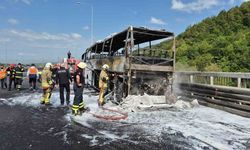 Yolcu otobüsü alevlere teslim oldu