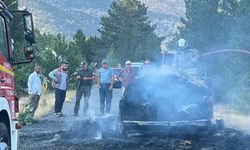Ankara’da saman yüklü römork yandı