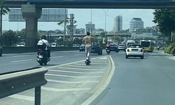 Ataşehir D-100 Karayolu’nda scooter ile tehlikeli yolculuk kamerada