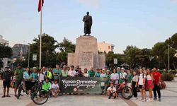 Bisikletçiler orman yangınlarına dikkat çekmek için pedalladı