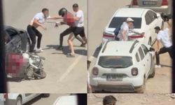 Otomobilden inen şahıslar, motokuryeyi tekme tokat dövdü