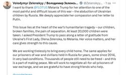 Ukrayna Devlet Başkanı Zelenskiy’den ABD First Lady’si Melania Trump’a teşekkür