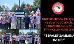 ÜNİPERSEN, Çalışma ve Sosyal Güvenlik Bakanlığı önüne siyah çelenk bıraktı