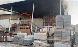 Burdur'da mermer fabrikasında yangın