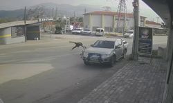 Ciple çarpışan motosikletin sürücüsü metrelerce savruldu