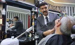 Mesleğine olan ciddiyetini kaybetmeyen berber, yaz kış demeden müşterilerini takım elbiseyle tıraş ediyor