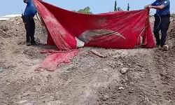 Moloz yığınları arasındaki Türk bayrağını öpüp, başına koyan polis takdir topladı