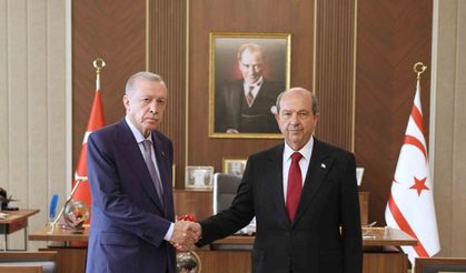 Cumhurbaşkanı Erdoğan, KKTC Cumhurbaşkanı Tatar ile bir araya geldi