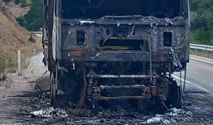 Seyir halindeki çekici alevlere teslim oldu