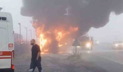 Lüleburgaz’da işçi servisi alev alev yandı: Facianın eşiğinden dönüldü