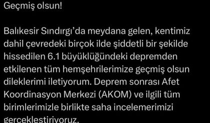 Başkan Bozbey’den deprem mesajı: "Temennimiz, herhangi bir olumsuzluğun yaşanmamış olması"