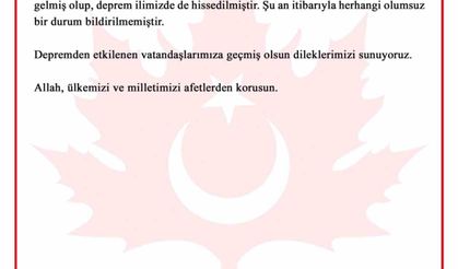 Bursa’da hissedilen depreme Bursa Valiliği’nden açıklama