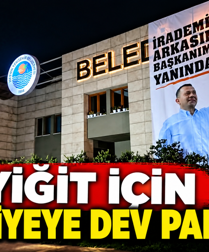 Yenişehir’de personelden Özyiğit’e pankartlı destek