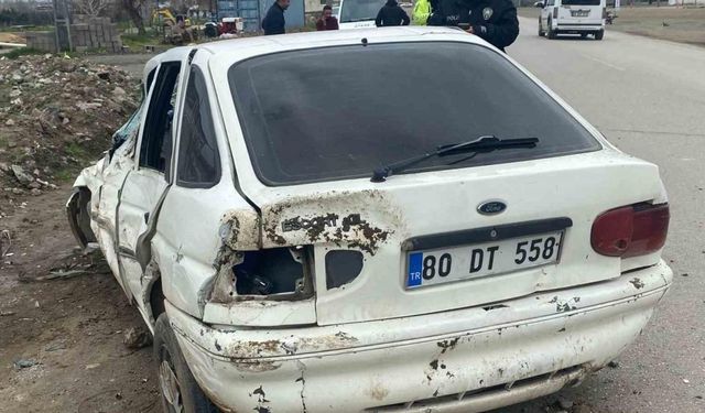 Osmaniye’de kontrolden çıkan otomobil takla attı:1 yaralı
