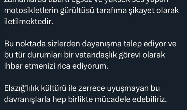 Elazığ Valisi Hatipoğlu’ndan vatandaşlara çağrı