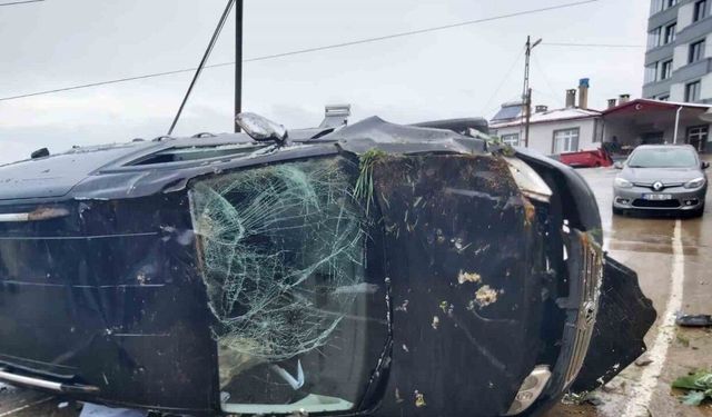 Rize’de takla atan otomobilin sürücüsü yaralandı