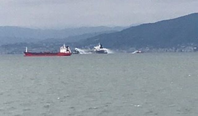 İzmit Körfezi’nde tanker gemisinde korkutan yangın