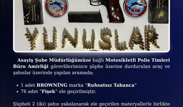 Bingöl’de ruhsatsız tabanca ele geçirildi