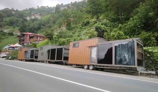 Rize’deki selin ardından Fırtına Deresi’nin kıyısındaki tiny hause ve bungalovlar kaldırılıyor