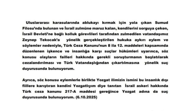 AK Partili Şahan, ’Yozgatlıyım’ diyen İsrail askeri hakkında suç duyurusunda bulundu