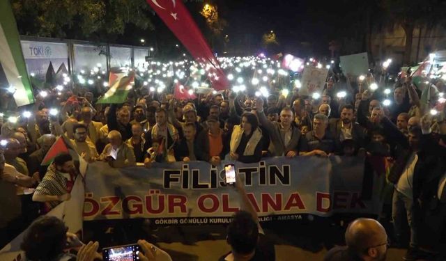 Amasya’da 5 binden fazla kişinin katılımıyla Filistin’e destek yürüyüşü düzenlendi