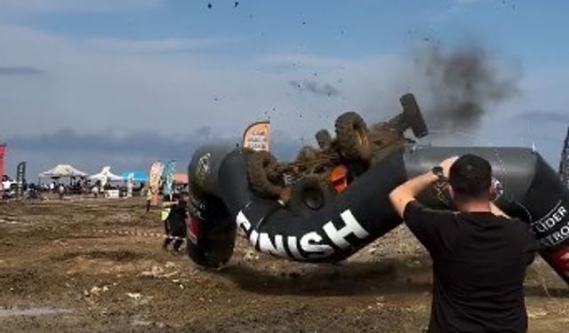 Finish çizgisini takla atarak geçtiler