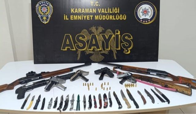 Karaman’da ruhsatsız 9 silah ele geçirildi