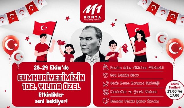 M1 Konya AVM’DE Cumhuriyet’in 102’nci yılı coşkuyla kutlanıyor