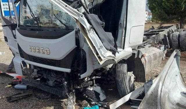 Meyve yüklü tır devrildi