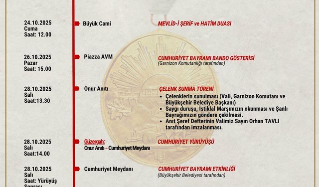 Samsun’da 29 Ekim Cumhuriyet Bayramı programı belli oldu