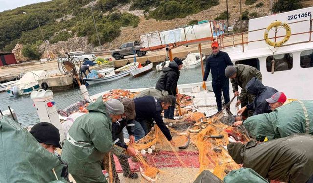 Saros Körfezi’nde denize açılan balıkçıların ağları kefal ile doldu
