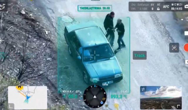 Tokat’ta jandarma denetiminde ilginç anlar: Koltuk değişimi dron kamerasına yansıdı