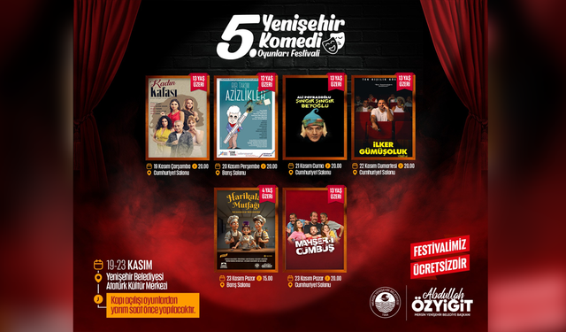 Mersin’de 5. Yenişehir Komedi Oyunları Festivali başlıyor