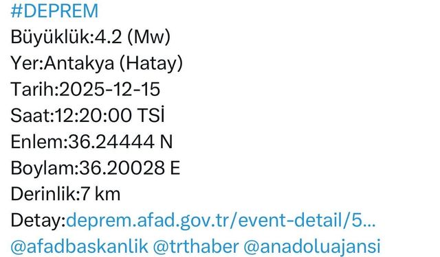 Hatay Valiliği'nden deprem açıklaması