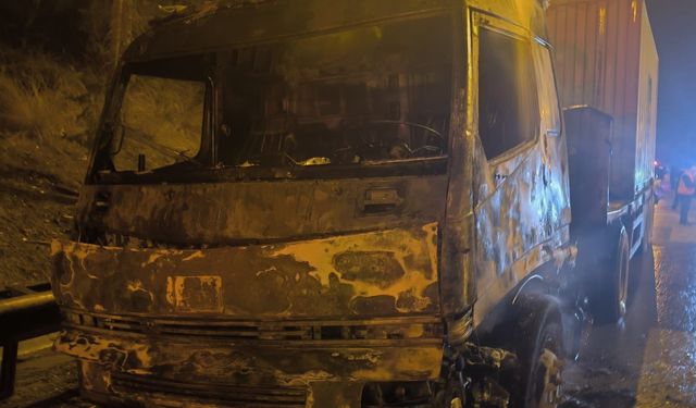 Mersin'de tır yanarak kullanılamaz hale geldi