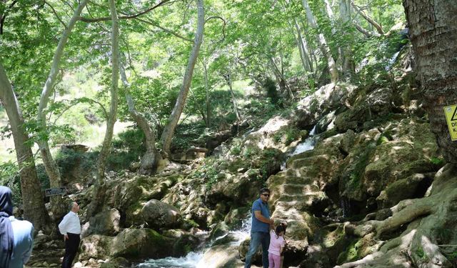 Kuruyan şelale yeniden çağladı, Adanalılar sıcaktan Obruk Şelalesi'ne akın etti