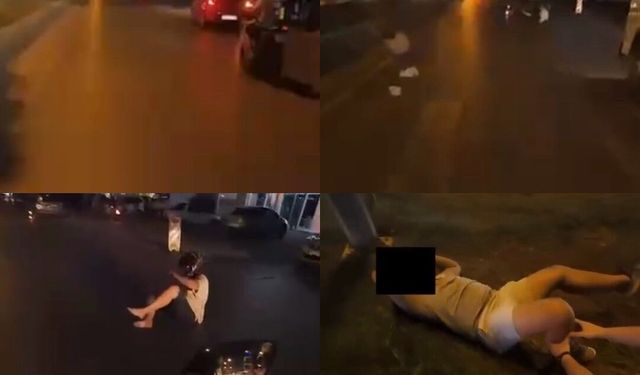 Mersin'de motosikletin yayaya çarptığı kaza kask kamerasında