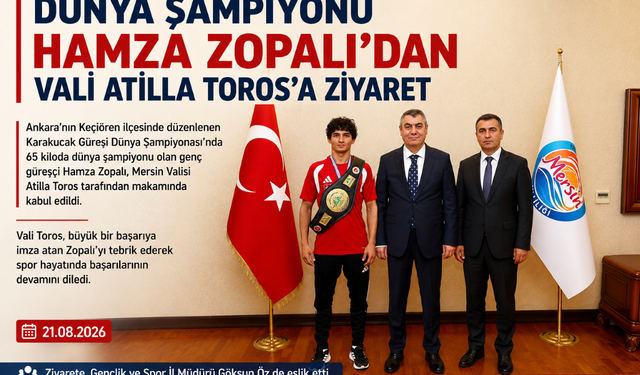 Dünya Şampiyonu Hamza Zopalı, Vali Atilla Toros’u Ziyaret Etti