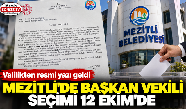 Mezitli’de başkan vekili seçimi 12 Ekim’de