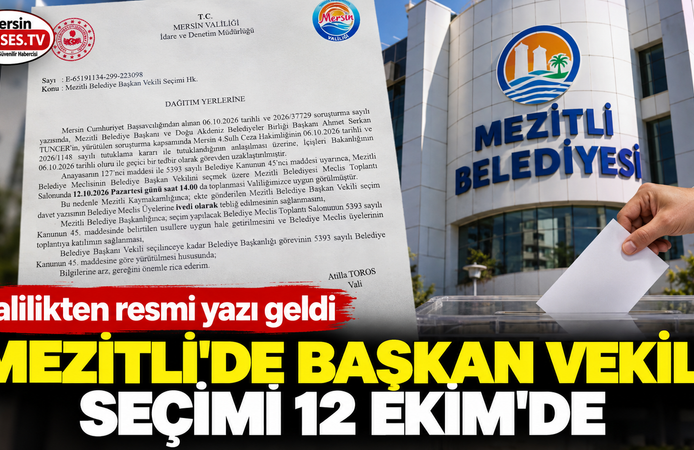 Mezitli’de başkan vekili seçimi 12 Ekim’de