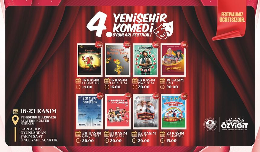 Yenişehir Komedi Oyunları Festivali 16 Kasım’da Başlıyor