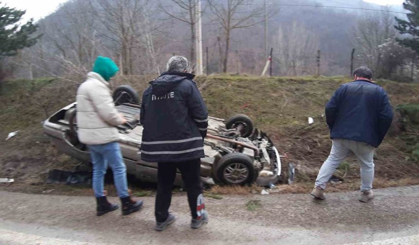 Takla atan araçta burnu bile kanamadı