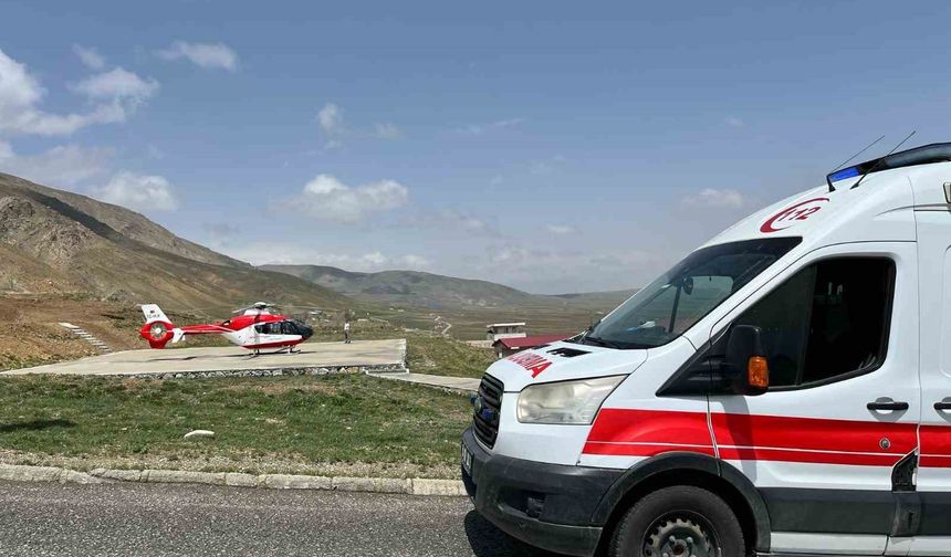 Ambulans helikopter kafa travması geçiren hasta için havalandı
