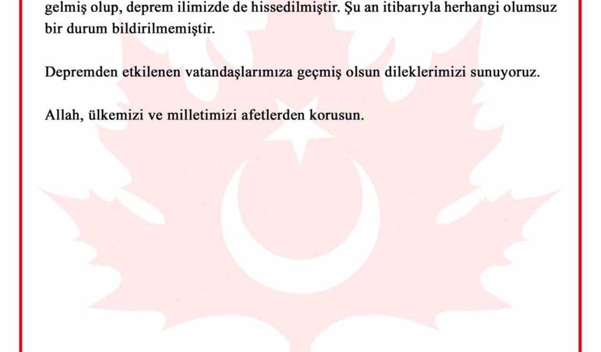 Bursa’da hissedilen depreme Bursa Valiliği’nden açıklama