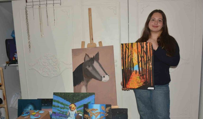 Ordu’da 13 yaşındaki öğrenci, doğadan aldığı ilhamı tuvallere yansıtıyor