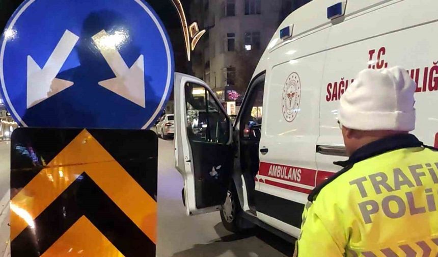 Refüjdeki trafik levhasına çarpan motosikletteki baba ve oğlu yaralandı